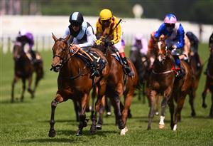 ASCOT, ENGLAND - JUNE 16: Gary Carroll on board Quick Suzy on their way to winning the Queen Mary Stakes on Day Two of the Royal Ascot Meeting at Ascot Racecourse on June 16, 2021 in Ascot, England. A total of twelve thousand racegoers made up of Owners and the Public are permitted to attend the meeting due to it being an Events Research Programme (ERP) set up by the government due to the Coronavirus Pandemic. (Photo by Harry Trump/Getty Images)