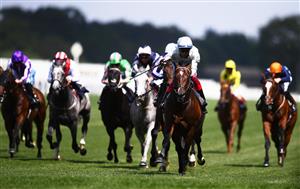 ASCOT, ENGLAND - JUNE 15: Frankie Dettori celebrates on board Palace Pier after winning the Queen Anne Stakes on Day One of the Royol Ascot Meeting at Ascot Racecourse on June 15, 2021 in Ascot, England. A total of twelve thousand racegoers made up of Owners and the Public are permitted to attend the meeting due to it being an Events Research Programme (ERP) set up by the government due to the Coronavirus Pandemic. (Photo by Harry Trump/Getty Images)