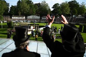 ASCOT, ENGLAND - JUNE 15: Racegoers applaud as Hollie Doyle celebrates after winning on board Amtiyaz during the Copper Horse Stakes on Day One of the Royol Ascot Meeting at Ascot Racecourse on June 15, 2021 in Ascot, England. A total of twelve thousand racegoers made up of Owners and the Public are permitted to attend the meeting due to it being an Events Research Programme (ERP) set up by the government due to the Coronavirus Pandemic. (Photo by Harry Trump/Getty Images)