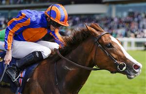 ASCOT, ENGLAND - JUNE 16: Ryan Moore riding Love win The Prince Of Wales's Stakes on Day Two of the Royal Ascot Meeting at Ascot Racecourse on June 16, 2021 in Ascot, England. A total of twelve thousand racegoers made up of owners and the public are permitted to attend the meeting due to it being an Events Research Programme (ERP) set up by the Government due to the Coronavirus pandemic. (Photo by Alan Crowhurst/Getty Images)