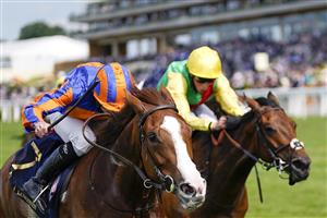 ASCOT, ENGLAND - JUNE 16: Ryan Moore riding Love win The Prince Of Wales's Stakes on Day Two of the Royal Ascot Meeting at Ascot Racecourse on June 16, 2021 in Ascot, England. A total of twelve thousand racegoers made up of owners and the public are permitted to attend the meeting due to it being an Events Research Programme (ERP) set up by the Government due to the Coronavirus pandemic. (Photo by Alan Crowhurst/Getty Images)