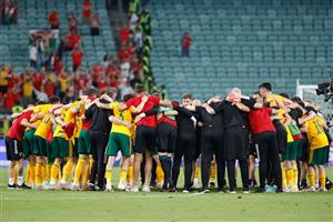 Wales' players celebrate their victory at the end of the UEFA EURO 2020 Group A football match between Turkey and Wales at the Olympic Stadium in Baku on June 16, 2021. (Getty Images)