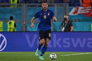 Italy's defender Francesco Acerbi runs with the ball during the UEFA EURO 2020 Group A football match between Italy and Switzerland at the Olympic Stadium in Rome on June 16, 2021. (Getty Images)