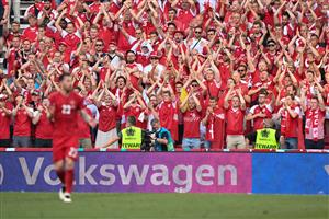 COPENHAGEN, DENMARK - JUNE 17: Denmark fans applaud the team following defeat in the UEFA Euro 2020 Championship Group B match between Denmark and Belgium at Parken Stadium on June 17, 2021 in Copenhagen, Denmark. (Getty Images)