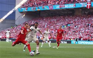 Denmark's forward Mikkel Damsgaard (L) fights for the ball with Belgium's defender Jason Denayer during the UEFA EURO 2020 Group B football match between Denmark and Belgium at the Parken Stadium in Copenhagen on June 17, 2021. (Getty Images)