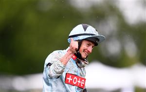 ASCOT, ENGLAND - JUNE 18: Tom Marquand on board Alenquer celebrates after winning the King Edward VII Stakes on Day Four of the Royal Ascot Meeting at Ascot Racecourse on June 18, 2021 in Ascot, England. A total of twelve thousand racegoers made up of Owners and the Public are permitted to attend the meeting due to it being an Events Research Programme (ERP) set up by the government due to the Coronavirus Pandemic. (Photo by Harry Trump/Getty Images)