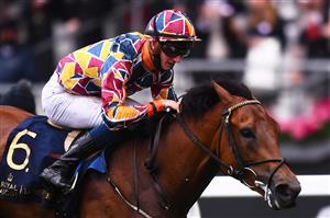 ASCOT, ENGLAND - JUNE 18: Ben Coen on board Create Belief on their way to winning the Sandringham Stakes on Day Four of the Royal Ascot Meeting at Ascot Racecourse on June 18, 2021 in Ascot, England. A total of twelve thousand racegoers made up of Owners and the Public are permitted to attend the meeting due to it being an Events Research Programme (ERP) set up by the government due to the Coronavirus Pandemic. (Photo by Harry Trump/Getty Images)