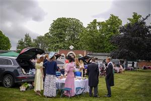 ASCOT, ENGLAND - JUNE 19: General views in car park one on Day Five of the Royal Ascot Meeting at Ascot Racecourse on June 19, 2021 in Ascot, England. A total of twelve thousand racegoers made up of owners and the public are permitted to attend the meeting due to it being an Events Research Programme (ERP) set up by the Government due to the Coronavirus pandemic. (Photo by Alan Crowhurst/Getty Images)