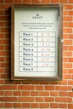 ASCOT, ENGLAND - JUNE 19: Information in the pre parade ring on Day Five of the Royal Ascot Meeting at Ascot Racecourse on June 19, 2021 in Ascot, England. A total of twelve thousand racegoers made up of owners and the public are permitted to attend the meeting due to it being an Events Research Programme (ERP) set up by the Government due to the Coronavirus pandemic. (Photo by Alan Crowhurst/Getty Images)