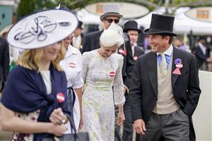 ASCOT, ENGLAND - JUNE 19: Peter Phillips (R) arrives on Day Five of the Royal Ascot Meeting at Ascot Racecourse on June 19, 2021 in Ascot, England. A total of twelve thousand racegoers made up of owners and the public are permitted to attend the meeting due to it being an Events Research Programme (ERP) set up by the Government due to the Coronavirus pandemic. (Photo by Alan Crowhurst/Getty Images)