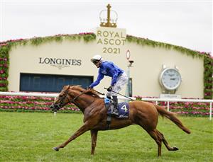ASCOT, ENGLAND - JUNE 19: James Doyle riding Creative Force win The Jersey Stakes on Day Five of the Royal Ascot Meeting at Ascot Racecourse on June 19, 2021 in Ascot, England. A total of twelve thousand racegoers made up of owners and the public are permitted to attend the meeting due to it being an Events Research Programme (ERP) set up by the Government due to the Coronavirus pandemic. (Photo by Alan Crowhurst/Getty Images)