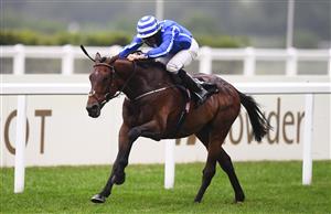 ASCOT, ENGLAND - JUNE 19: Ryan Moore on board Stratum on their way to winning the Queen Alexandra Stakes on Day Five of the Royal Ascot Meeting at Ascot Racecourse on June 19, 2021 in Ascot, England. A total of twelve thousand racegoers made up of Owners and the Public are permitted to attend the meeting due to it being an Events Research Programme (ERP) set up by the government due to the Coronavirus Pandemic. (Photo by Harry Trump/Getty Images) (Photo by Harry Trump/Getty Images)