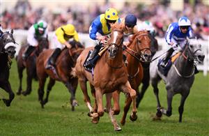 ASCOT, ENGLAND - JUNE 19: Ryan Moore on board Dream Of Dreams on their way to winning the Diamond Jubilee Stakes on Day Five of the Royal Ascot Meeting at Ascot Racecourse on June 19, 2021 in Ascot, England. A total of twelve thousand racegoers made up of Owners and the Public are permitted to attend the meeting due to it being an Events Research Programme (ERP) set up by the government due to the Coronavirus Pandemic. (Photo by Harry Trump/Getty Images) (Photo by Harry Trump/Getty Images)