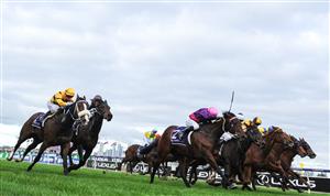 MELBOURNE, AUSTRALIA - JUNE 19: Craig Newitt (pink cap) riding Free To Move winning Race 7, the A.r. Creswick Stakes, during Melbourne Racing at Flemington Racecourse on June 19, 2021 in Melbourne, Australia. (Photo by Vince Caligiuri/Getty Images)