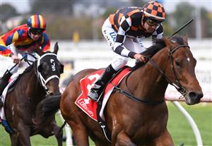 MELBOURNE, AUSTRALIA - JUNE 01: Dwayne Dunn riding The Astrologist wins Race 1, Whisky Wine & Fire Handicap during Melbourne Racing at Caulfield Racecourse on June 01, 2019 in Melbourne, Australia. (Photo by Vince Caligiuri/Getty Images)