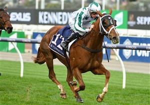 MELBOURNE, AUSTRALIA - JUNE 19: Michael Dee riding Unique Artist winning race 6, the Sir Henry Bolte Handicap, during Melbourne Racing at Flemington Racecourse on June 19, 2021 in Melbourne, Australia. (Photo by Vince Caligiuri/Getty Images)