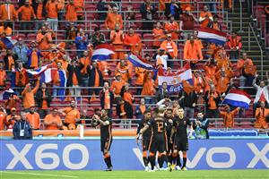 AMSTERDAM, NETHERLANDS - JUNE 21: Georginio Wijnaldum of Netherlands celebrates with teammates after scoring their side's second goal during the UEFA Euro 2020 Championship Group C match between North Macedonia and The Netherlands at Johan Cruijff Arena on June 21, 2021 in Amsterdam, Netherlands. (Getty Images)
