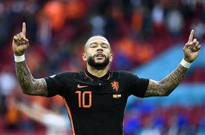 AMSTERDAM, NETHERLANDS - JUNE 21: Memphis Depay of Netherlands celebrates after scoring their side's first goal during the UEFA Euro 2020 Championship Group C match between North Macedonia and The Netherlands at Johan Cruijff Arena on June 21, 2021 in Amsterdam, Netherlands. (Getty Images)