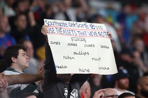 LONDON, ENGLAND - JUNE 22: England fans display a banner with their proposed England starting XI during the UEFA Euro 2020 Championship Group D match between Czech Republic and England at Wembley Stadium on June 22, 2021 in London, England. (Getty Images)