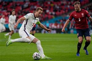 England's forward Harry Kane (L) and Czech Republic's defender Tomas Kalas vie for the ball during the UEFA EURO 2020 Group D football match between Czech Republic and England at Wembley Stadium in London on June 22, 2021. (Getty Images)