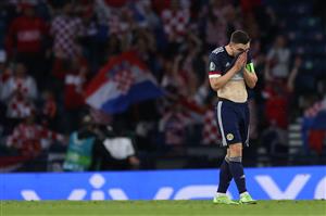 Scotland's defender Andrew Robertson reacts during the UEFA EURO 2020 Group D football match between Croatia and Scotland at Hampden Park in Glasgow on June 22, 2021. (Getty Images)