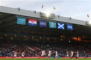 A general view shows players during the UEFA EURO 2020 Group D football match between Croatia and Scotland at Hampden Park in Glasgow on June 22, 2021. (Getty Images)