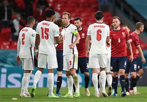 LONDON, ENGLAND - JUNE 22: Harry Kane of England interacts with team mate Tyrone Mings as Tomas Kalas of Czech Republic interacts with Harry Maguire of England after the UEFA Euro 2020 Championship Group D match between Czech Republic and England at Wembley Stadium on June 22, 2021 in London, England. (Getty Images)