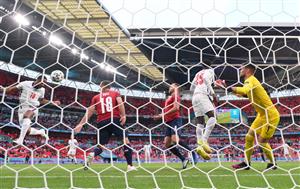 LONDON, ENGLAND - JUNE 22: Raheem Sterling of England scores their team's first goal past Tomas Vaclik of Czech Republic during the UEFA Euro 2020 Championship Group D match between Czech Republic and England at Wembley Stadium on June 22, 2021 in London, England. (Getty Images)