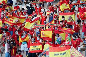 Spain's fans react during the UEFA EURO 2020 Group E football match between Slovakia and Spain at La Cartuja Stadium in Seville on June 23, 2021. (Getty Images)
