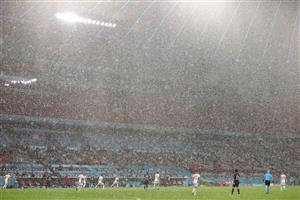MUNICH, GERMANY - JUNE 23: A general view inside the stadium as rain falls during the UEFA Euro 2020 Championship Group F match between Germany and Hungary at Allianz Arena on June 23, 2021 in Munich, Germany. (Getty Images)