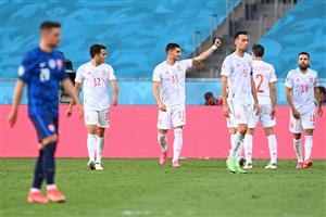 SEVILLE, SPAIN - JUNE 23: Ferran Torres of Spain celebrates after scoring their side's fourth goal during the UEFA Euro 2020 Championship Group E match between Slovakia and Spain at Estadio La Cartuja on June 23, 2021 in Seville, Spain. (Getty Images)