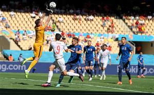 SEVILLE, SPAIN - JUNE 23: Martin Dubravka of Slovakia makes a save whilst under pressure from Gerard Moreno of Spain during the UEFA Euro 2020 Championship Group E match between Slovakia and Spain at Estadio La Cartuja on June 23, 2021 in Seville, Spain. (Getty Images)