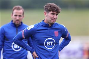 BURTON UPON TRENT, ENGLAND - JUNE 24: John Stones of England reacts during a training session at St George's Park on June 24, 2021 in Burton upon Trent, England. (Getty Images)