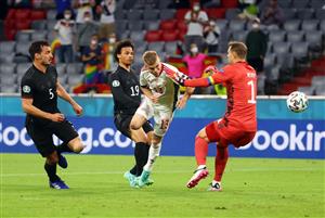 MUNICH, GERMANY - JUNE 23: Andras Schaefer of Hungary scores their side's second goal past Manuel Neuer of Germany during the UEFA Euro 2020 Championship Group F match between Germany and Hungary at Allianz Arena on June 23, 2021 in Munich, Germany. (Getty Images)