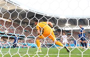 SEVILLE, SPAIN - JUNE 23: Martin Dubravka of Slovakia looks on as Pablo Sarabia of Spain scores their side's third goal during the UEFA Euro 2020 Championship Group E match between Slovakia and Spain at Estadio La Cartuja on June 23, 2021 in Seville, Spain. (Getty Images)