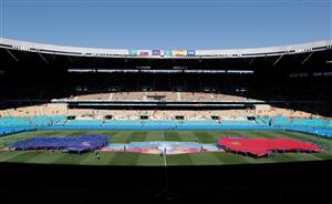SEVILLE, SPAIN - JUNE 23: A general view inside the stadium as large replica shirts of both side's are seen prior to the UEFA Euro 2020 Championship Group E match between Slovakia and Spain at Estadio La Cartuja on June 23, 2021 in Seville, Spain. (Getty Images)