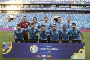 CUIABA, BRAZIL - JUNE 24: Players of Uruguay pose for the team photo prior to a Group A match between Bolivia and Uruguay as part of Copa America Brazil 2021 at Arena Pantanal on June 24, 2021 in Cuiaba, Brazil. (Getty Images)