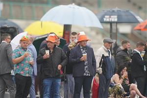 NEWCASTLE UPON TYNE, ENGLAND - JUNE 26: Spectators during William Hill Northumberland Plate Day at Newcastle Racecourse on June 26, 2021 in Newcastle upon Tyne, England. (Photo by Tim Goode - Pool/Getty Images)