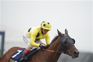 NEWCASTLE UPON TYNE, ENGLAND - JUNE 26: Zeeband ridden by Andrea Atzeni on their way to winning the William Hill Pick Your Places Northumberland Vase Handicap race, during the William Hill Northumberland Plate Day at Newcastle Racecourse on June 26, 2021 in Newcastle upon Tyne, England. (Photo by Tim Goode - Pool/Getty Images)