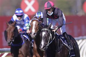 SYDNEY, AUSTRALIA - JUNE 26: Louise Day on Patino Ruby wins race 1 the Peter Kafataris Handicap during Sydney Racing at Rosehill Gardens on June 26, 2021 in Sydney, Australia.