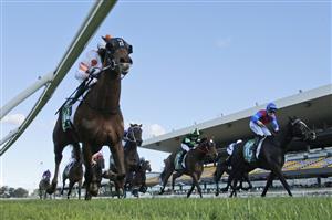 SYDNEY, AUSTRALIA - JUNE 26: Ellen Hennessy on Meg (L) wins race 5 the Garry Burgess Handicap during Sydney Racing at Rosehill Gardens on June 26, 2021 in Sydney, Australia. (Photo by Mark Evans/Getty Images)