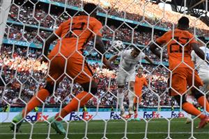Czech Republic's midfielder Tomas Holes (C) heads the ball and scors his team's first goal during the UEFA EURO 2020 round of 16 football match between the Netherlands and the Czech Republic at Puskas Arena in Budapest on June 27, 2021. (Getty Images)