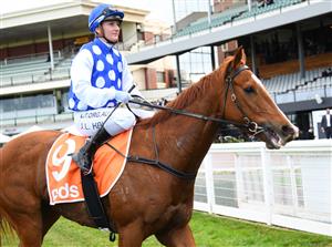 MELBOURNE, AUSTRALIA - MAY 08: Jamie Kah riding Pintoff after winning Race 4, the Ian Miller Handicap, during Melbourne Racing at Caulfield Racecourse on May 08, 2021 in Melbourne, Australia. (Photo by Vince Caligiuri/Getty Images)
