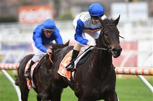 MELBOURNE, AUSTRALIA - JUNE 26: Mark Zahra riding Jigsaw winning Race 1, the Unleash Your Neds Toolbox Handicap, during Melbourne Racing at Caulfield Racecourse on June 26, 2021 in Melbourne, Australia. (Photo by Vince Caligiuri/Getty Images)