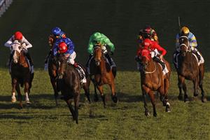 SYDNEY, AUSTRALIA - JUNE 26: Regan Bayliss on Mirra Vision (red cap with white stars) wins race 8 the ACY Securities Handicap during Sydney Racing at Rosehill Gardens on June 26, 2021 in Sydney, Australia. (Photo by Mark Evans/Getty Images)