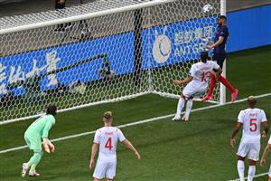 France's forward Karim Benzema (top R) scores the team's second goal during the UEFA EURO 2020 round of 16 football match between France and Switzerland at the National Arena in Bucharest on June 28, 2021. (Getty Images)