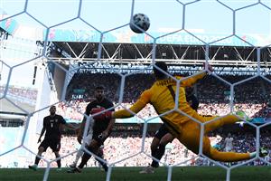 TOPSHOT - Croatia's goalkeeper Dominik Livakovic concedes Spain's first goal during the UEFA EURO 2020 round of 16 football match between Croatia and Spain at the Parken Stadium in Copenhagen on June 28, 2021. (Getty Images)