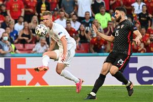 Spain's midfielder Daniel Olmo controls the ball next to Croatia's defender Josko Gvardiol during the UEFA EURO 2020 round of 16 football match between Croatia and Spain at the Parken Stadium in Copenhagen on June 28, 2021. (Getty Images)
