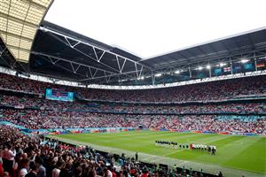 A general view of the pitch during the UEFA EURO 2020 round of 16 football match between England and Germany at Wembley Stadium in London on June 29, 2021. (Getty Images)
