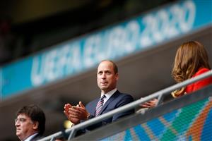 Prince William, Duke of Cambridge, and Catherine, Duchess of Cambridge, clap during the UEFA EURO 2020 round of 16 football match between England and Germany at Wembley Stadium in London on June 29, 2021. (Getty Images)